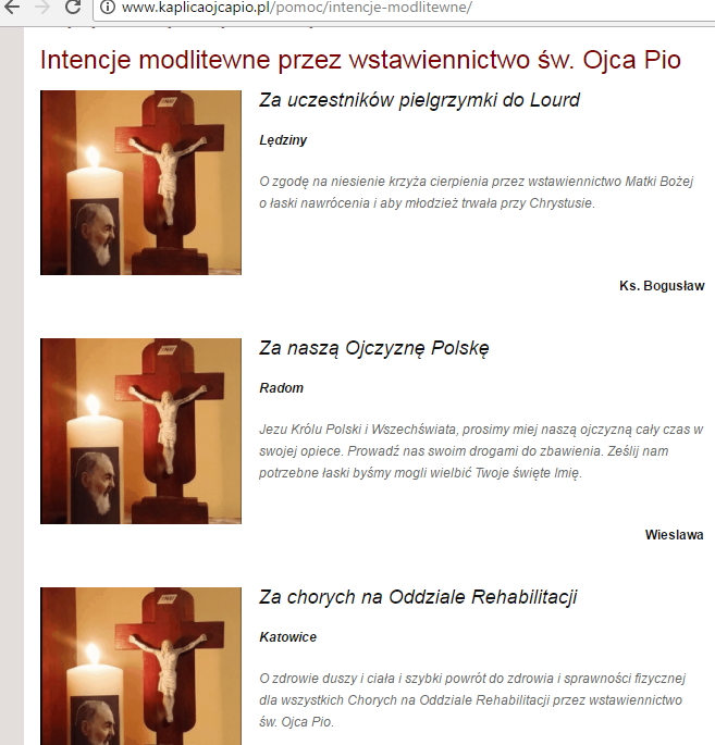 Intencje modlitewne - lista